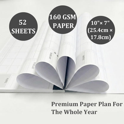 Monthly Planner Notepad - 52 Pages of Blank Calendar Sheets, Undated Planner for Organizing Tasks & Scheduling, Blank Calendar Design for Custom Monthly Planning, 7" x 10", Green