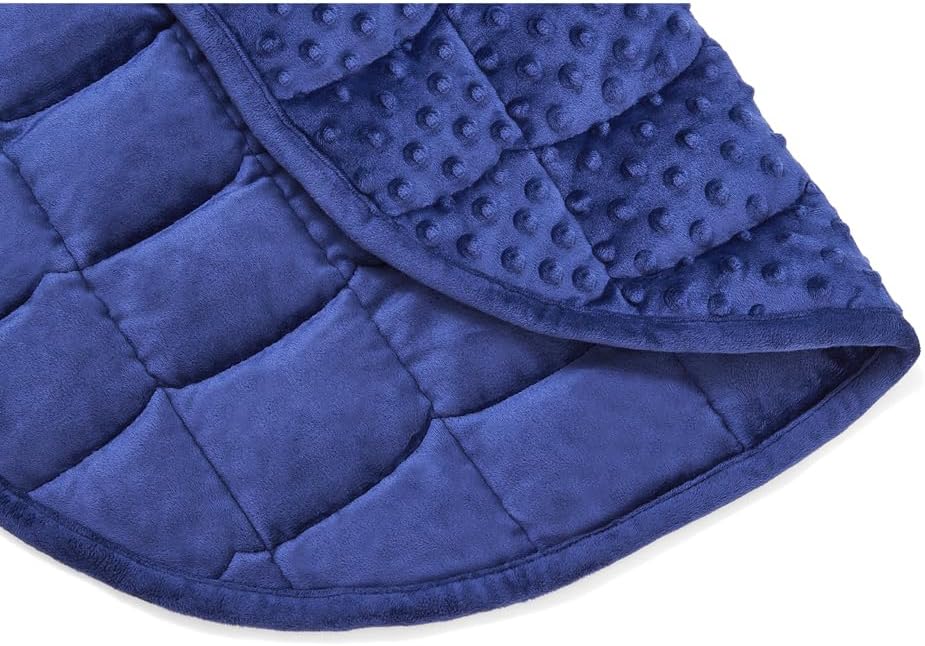 TONGDADA Weighted Lap Blanket 7lbs for Adult,Perfect for Relaxation, Lounging, Napping, Sleeping & Travel,Luxury Minky Weighted Body Blanket,Weighted Throw Blanket-Dark Grey Minky Dot, 29" x 24"