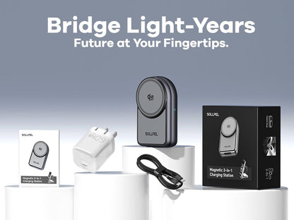 25W 3-in-1 Wireless Charging Station, Foldable MagSafe Charger