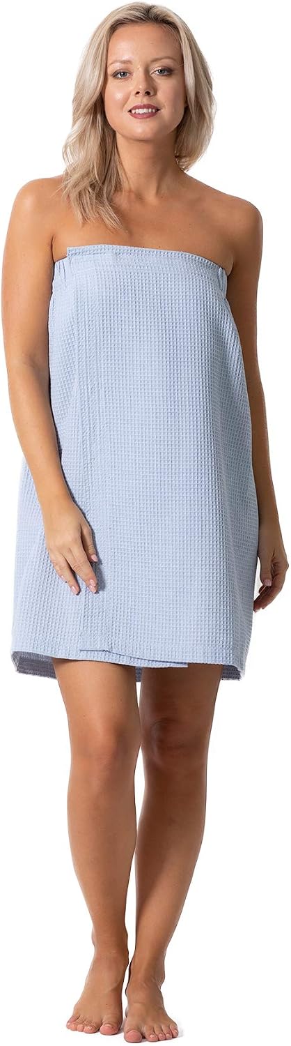 Turkish Linen Women’s Waffle Spa Body Wrap with Adjustable Closure
