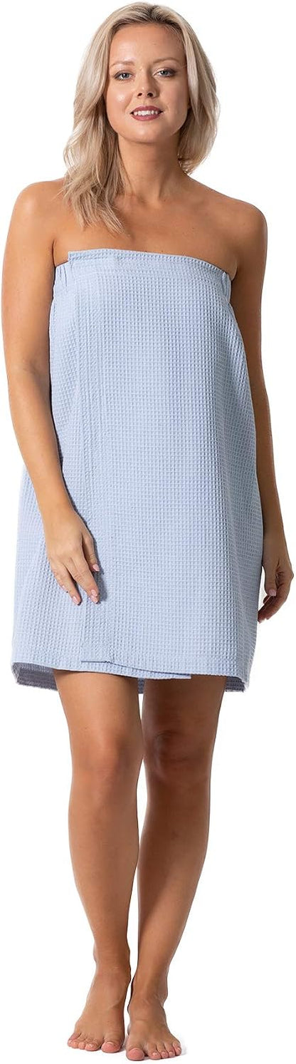 Turkish Linen Women’s Waffle Spa Body Wrap with Adjustable Closure