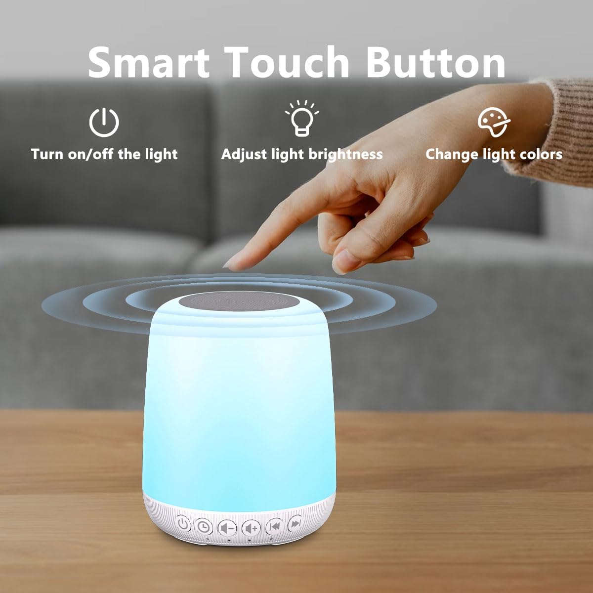 Easysleep Sound White Noise Machine with 25 Soothing Sounds and Night Lights with Memory Function 32 Levels of Volume and 5 Sleep Timer Powered by AC or USB for Sleeping Relaxation (Wood)