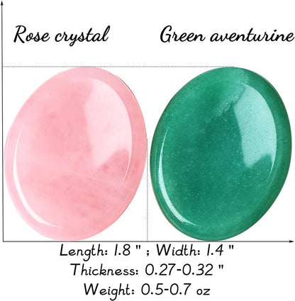 2PCS Worry Stone for Anxiety Tigers Eye Amethyst Healing Crystals Hand Thumb Stones Pocket Gemstones Meditation Accessories Oval Crystal Natural Relax Palm Stone Anxiety Relief Items Stocking Stuffers