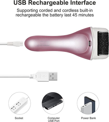 Electric Feet Callus Removers Rechargeable,Portable Electronic Foot File Pedicure Tools, Electric Callus Remover Kit,Professional Pedi Feet Care Perfect for Dead,Hard Cracked Dry Skin