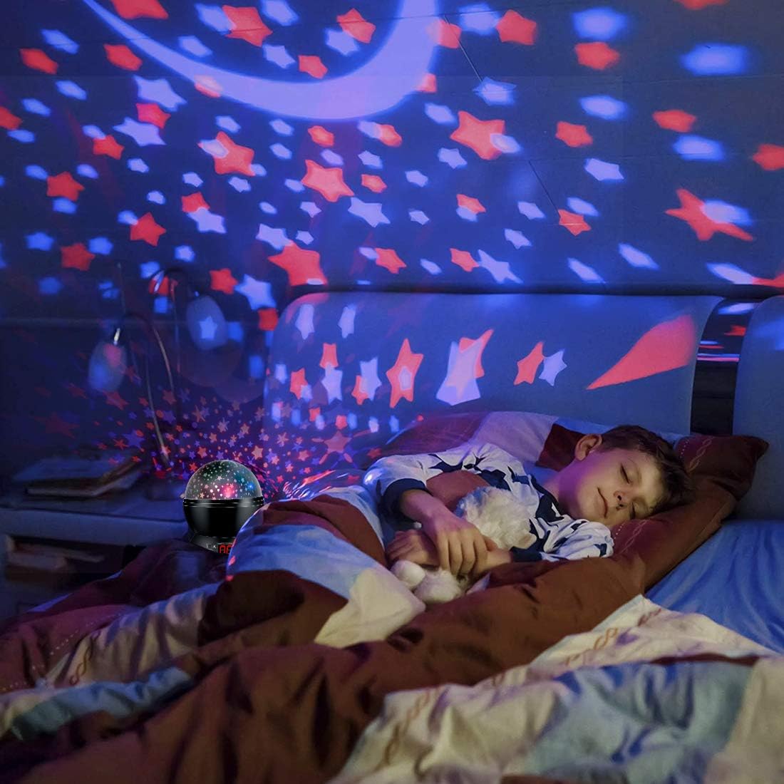 Kids Star Projector Night Light, Star Night Light Projector for Kids, Ceiling Stars Projection Lamp with Timer, 360° Rotating Night Light for Bedroom, Birthday Gift for 3 4 5 Year Old Girls Boys Black