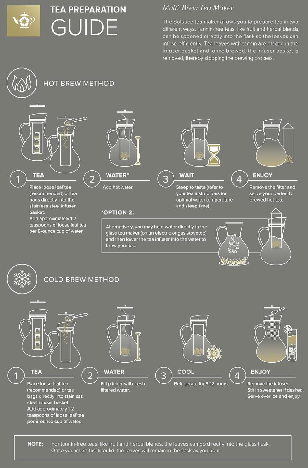 Teabloom Large Multi-Brew Glass Teapot + Kettle + Pitcher (68 OZ / 2.0 L / 8 CUPS) – Brew and Serve Hot Tea, Iced Tea, Cold Brew Tea and Fruit Infused Water – Silhouette Tea Maker