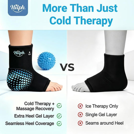 Hilph Foot Ankle Ice Pack Sleeve for Plantar Fasciitis Relief with Massage Ball, FSA Eligible Cold Therapy Wrap with Double Gel for Achilles Tendonitis, Heel Spur, Swelling, Sore Feet Pain Relief