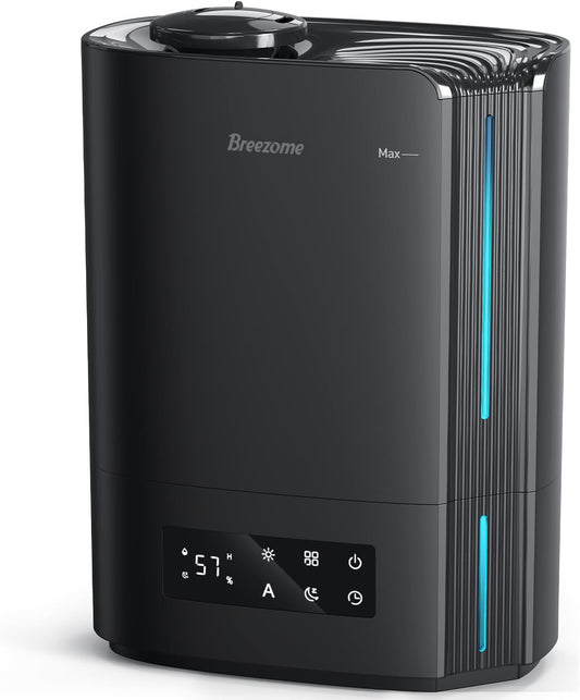 BREEZOME 6L Humidifiers for Bedroom Large Room & Essential Oil Diffuser, Ultrasonic Top Fill Cool Mist Humidifiers for Baby, Plants, Nursery Last up to 60 Hours, Smart Humidistat Control, Quiet, Black