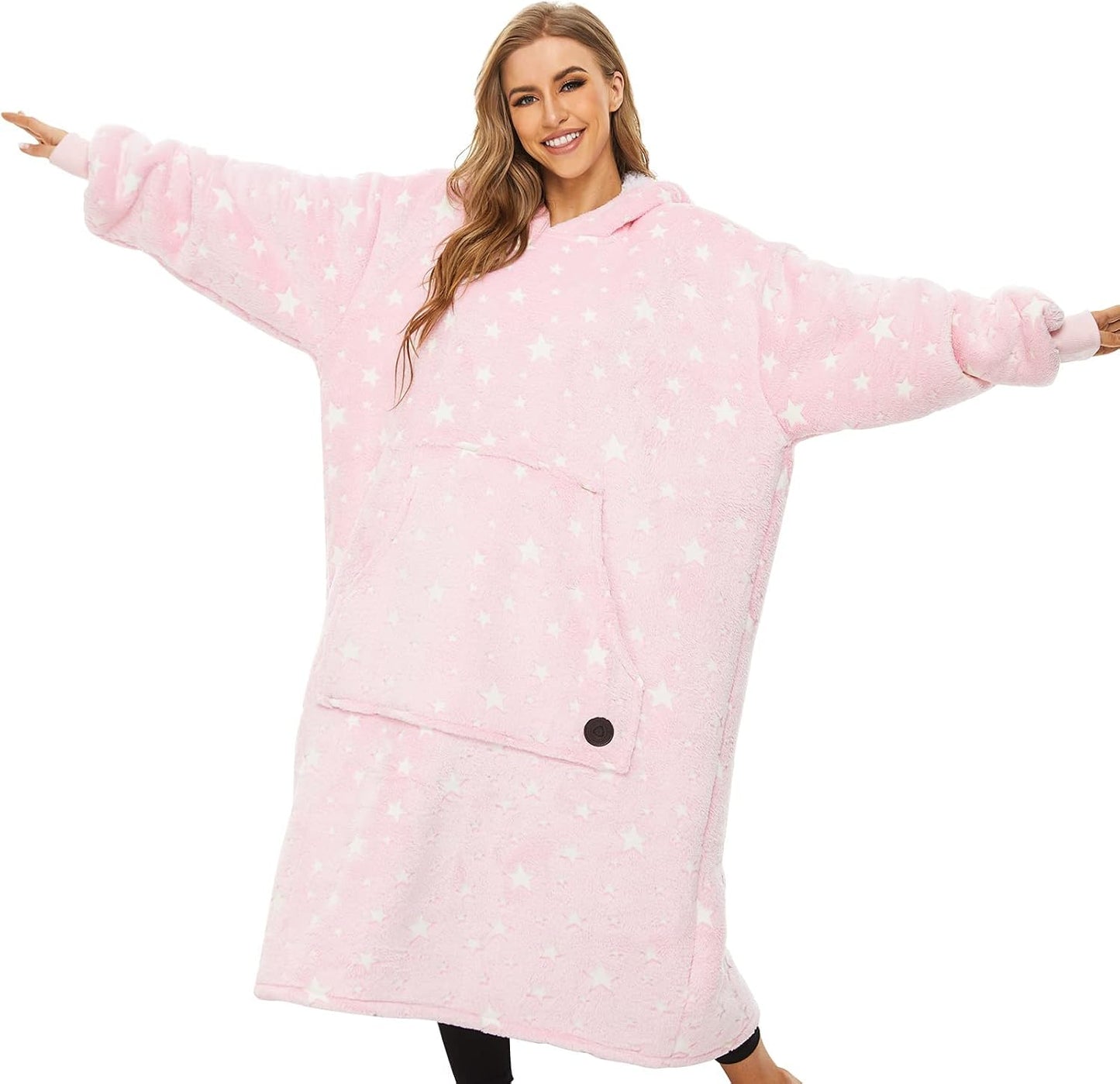 THREE POODLE Wearable Blanket Hoodie for Women, Oversized Sherpa Sweatshirt Blanket for Adults Men, Cozy Hooded Blankets, Gifts for Teen Girls Women Mom Sister