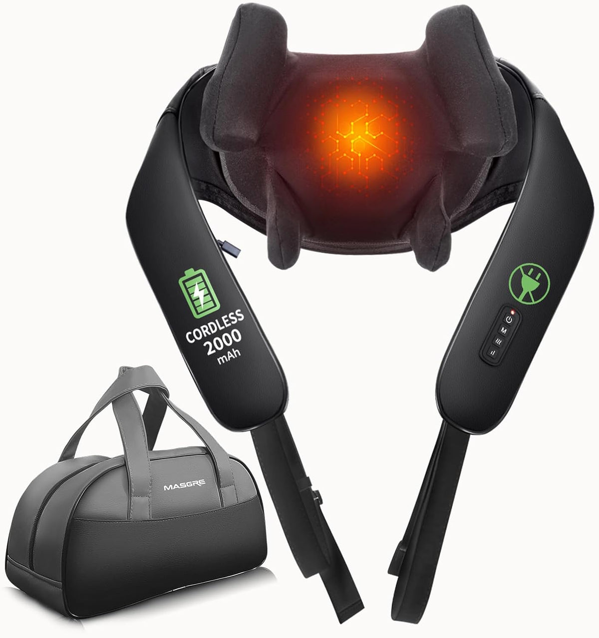 MASGRE Shiatsu Neck and Shoulder Massager with Heat for Pain Relief