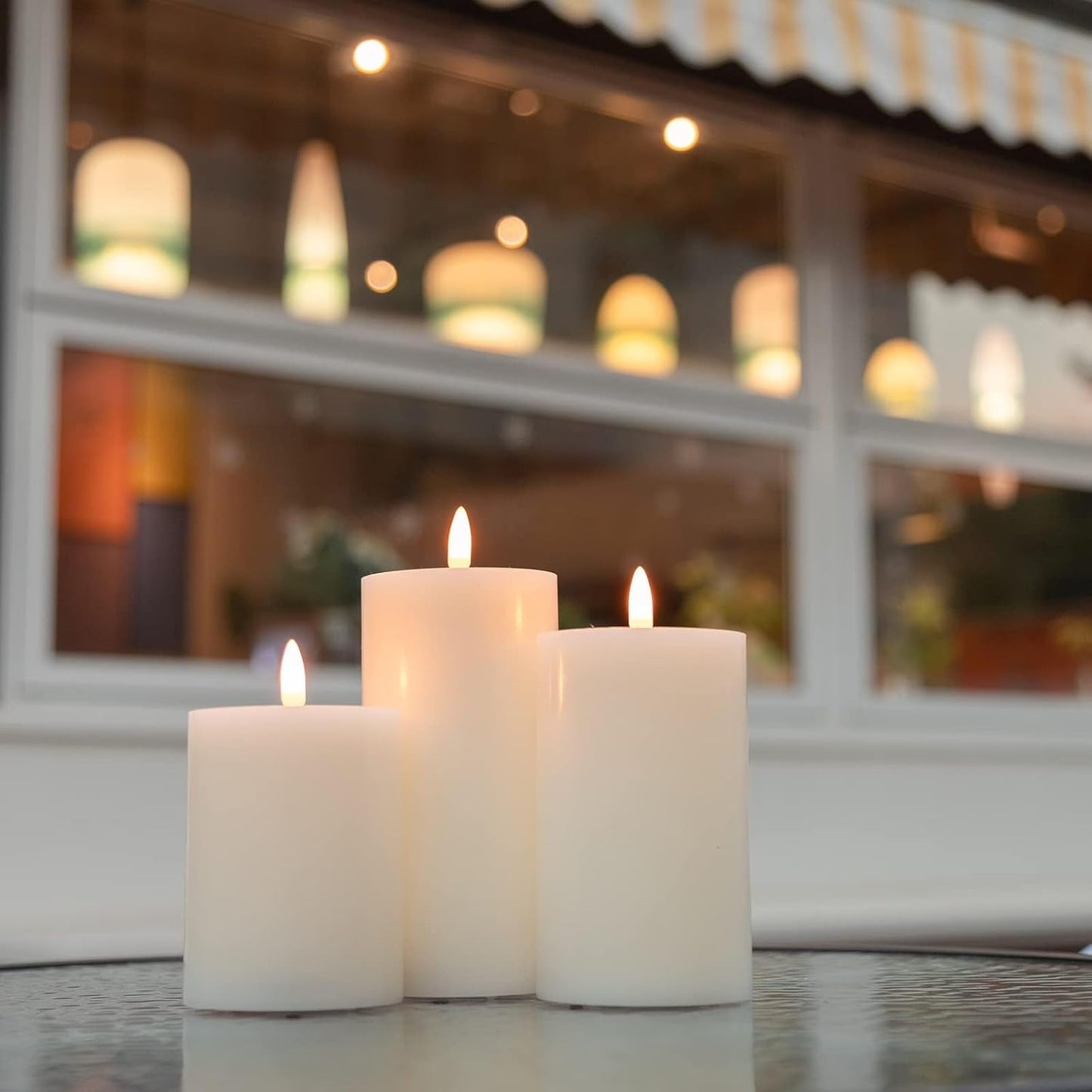 ANGELLOONG Flickering Flameless Candles, Realistic Battery Operated Candles with Remote and Timer, Set of 3 LED Candles for Fall Room Home Wedding Decor Centerpieces Table Party Christmas Decorations