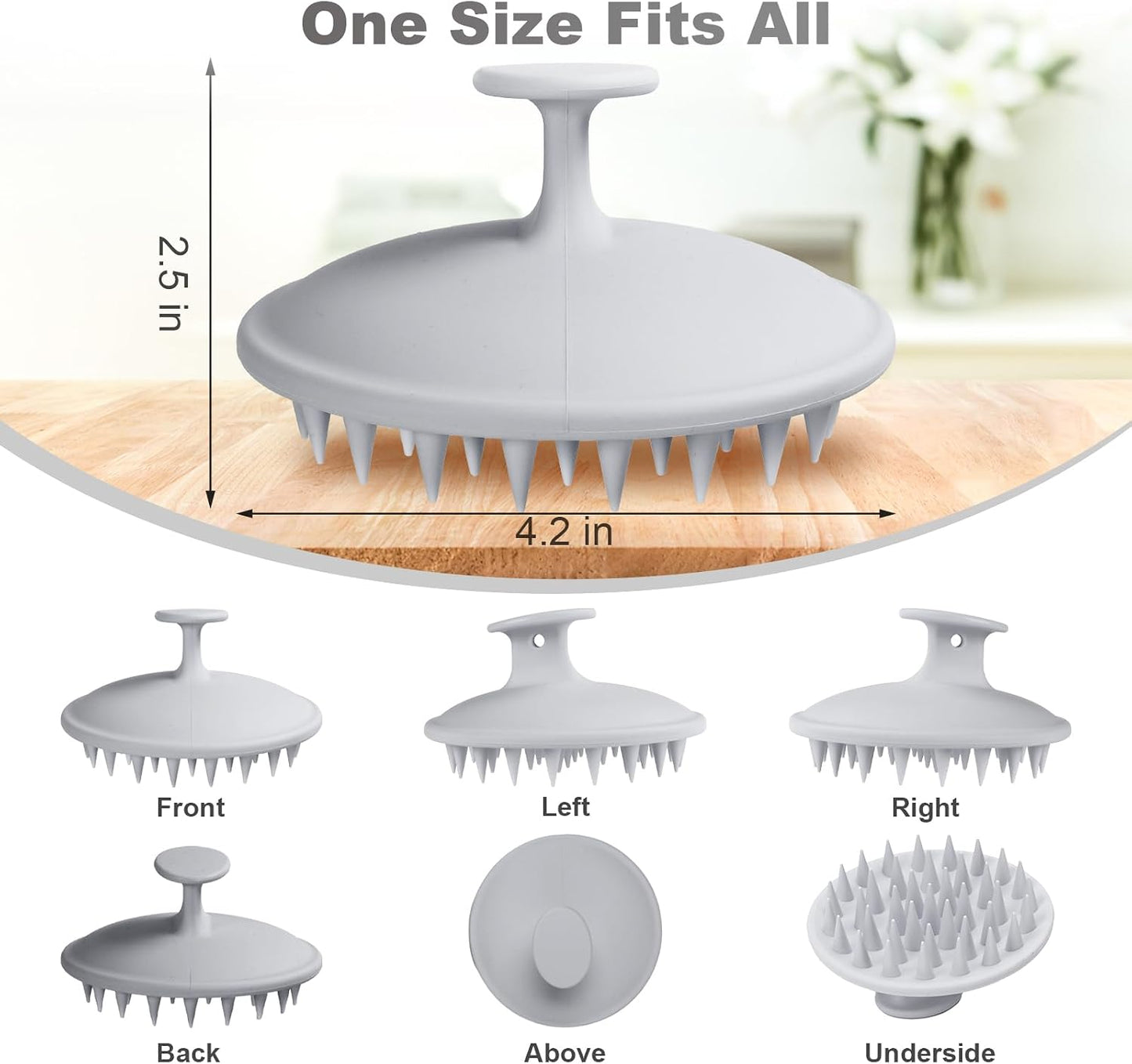 Meartchy Silicone Scalp Massager Shampoo Brush, Scalp Brush for Hair Growth & Dandruff Removal, Hair Scrubber Scalp Stimulator Exfoliator Brush with Soft Bristles for Wet Dry Scalp Care (Black)