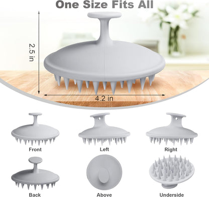 Meartchy Silicone Scalp Massager Shampoo Brush, Scalp Brush for Hair Growth & Dandruff Removal, Hair Scrubber Scalp Stimulator Exfoliator Brush with Soft Bristles for Wet Dry Scalp Care (Black)