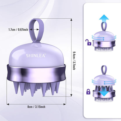 SHINLEA 2 in 1 Scalp Massager Hair Growth,Scalp Scrubber with Soft Silicone Bristles for Dandruff Removal,Shampoo Brush for Exfoliation,Head Massager for Both Wet and Dry Use (Black)
