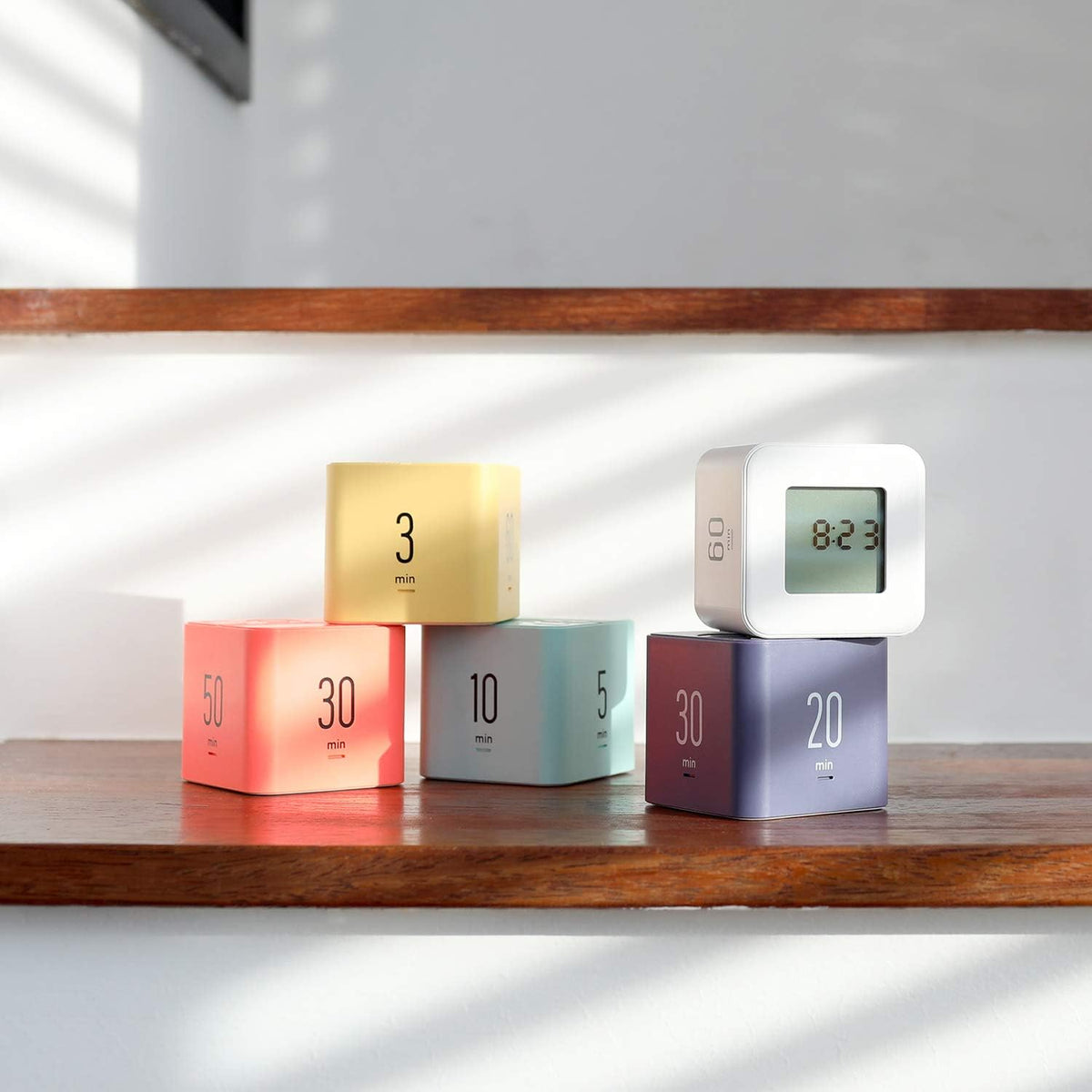 mooas Multi Clock Time Cube Timer, Alarm, Backlight, Productivity (White)