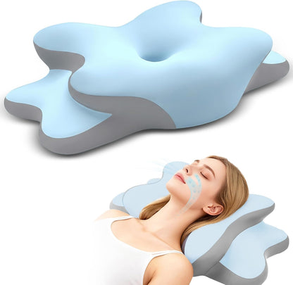 Sleep Apnea Pillow with Neck Pain & Snoring Relief -Orthopedic Cervical Pillow,Ergonomic Contour Memory Foam Pillow for Side, Back,Stomach,Dreamers,Medium Firm (Darkgrey, Queen Size 25" lx15 wx5.8 h)