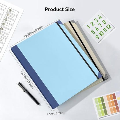 Important Document Organizer, File Folder with Labels and 12 Pockets, Expanding Storage Folder for Family Emergency Binder, Life Binder Organizer for Photos and Letters, Blue
