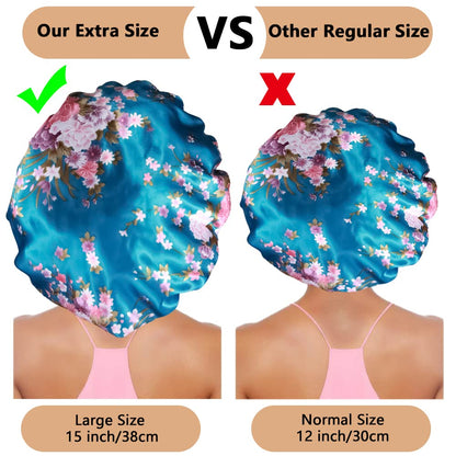 3PCS Extra Large Satin Bonnets for Sleeping, Hair Bonnets for Black Women Braids Curly Hair, C