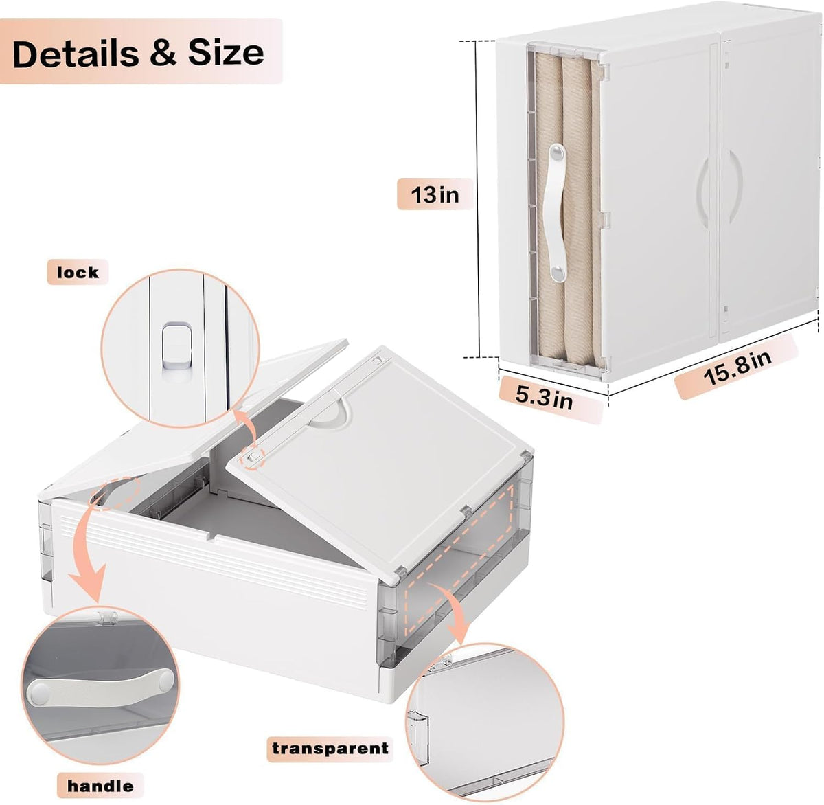 GUDEMAY Bed Sheet Organizers and Storage Plastic, 4 pcs Foldable Closet Organizer with Handle, Bedding Storage Box Container for Blanket, Duvet Cover Set, Bed Sheet Set, White