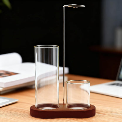 Incense Holder, 2 in 1 Incense Sticks Burner with Glass Ash Catcher & Stick Storage, Meditation Yoga Spa Gifts for Women, House Warming Gifts New Home Wooden Aesthetic Room Decor, Rustic Brown