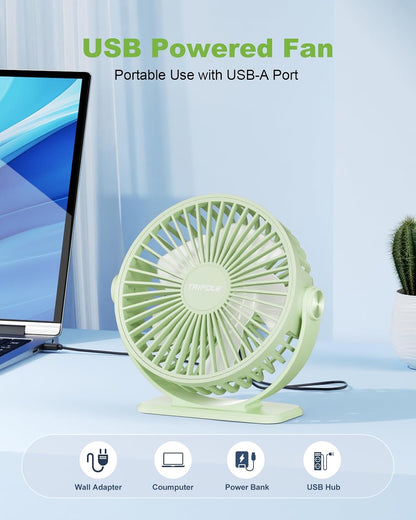TriPole USB Desk Fan Small Portable, 360° Rotation Quiet Mini Personal Fan