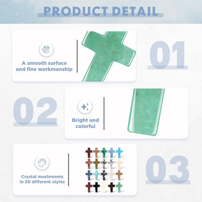 Nuenen 50 Pcs Cross Charm for Women Man Celebration Grad Decor Crystal Pocket Cross Necklace Natural Worry Stone Gift for Jewelry Making Craft Festival Decor(0.71 x 0.98 x 0.24 Inch,Fresh)
