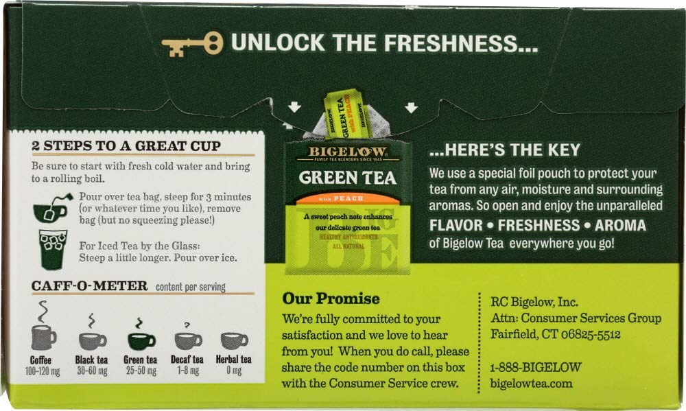 Bigelow Tea Green Tea with Mint, Caffeinated Tea with Green Tea and Peppermint, 20 Count (Pack of 6), 120 Total Tea Bags