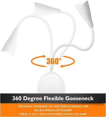 SANKEDOU LED Wall Mounted Reading Light, Book Light for Reading in Bed with Touch Control, 5 Dimmable, USB Output, Night Light & Timers Function, Flexible Gooseneck Headboard Bed Lights (White)