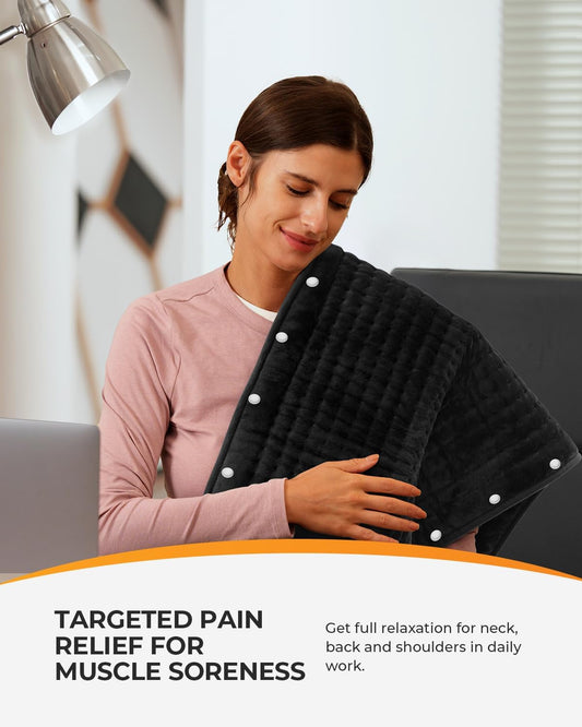 CooCoCo 17x33 Large Heating Pad for Back, HSA Approved Items for Mom Dad, Electric Heated Pad for Neck Shoulders Period Cramps, FSA Eligible Heat Pad, Auto Off, 10ft Cord
