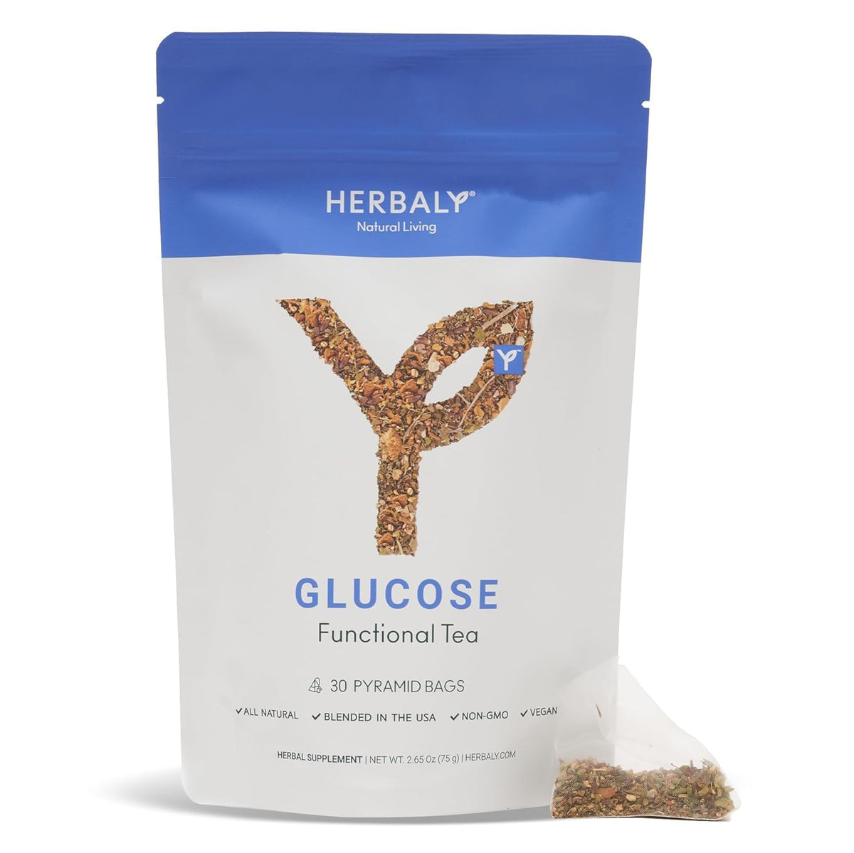 Herbaly Glucose Organic Herbal Tea - Metabolism & Sugar Cravings, 28 Ct