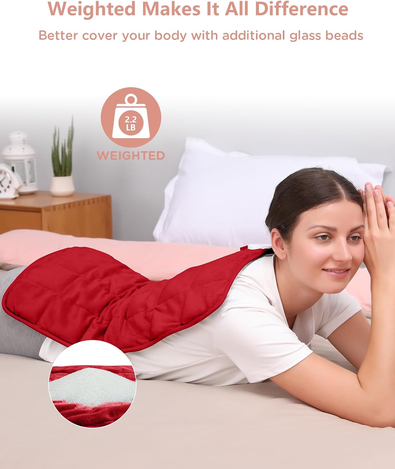 Comfytemp Weighted Heating Pad for Back & Period, FSA Eligible Electric Heat Pad, Birthday Gift for Women Men Mom Dad & Father Day Gifts, 2.2 lb HSA Neck Shoulder Heated Pad, 2H Auto-Off, 12x24, Blue
