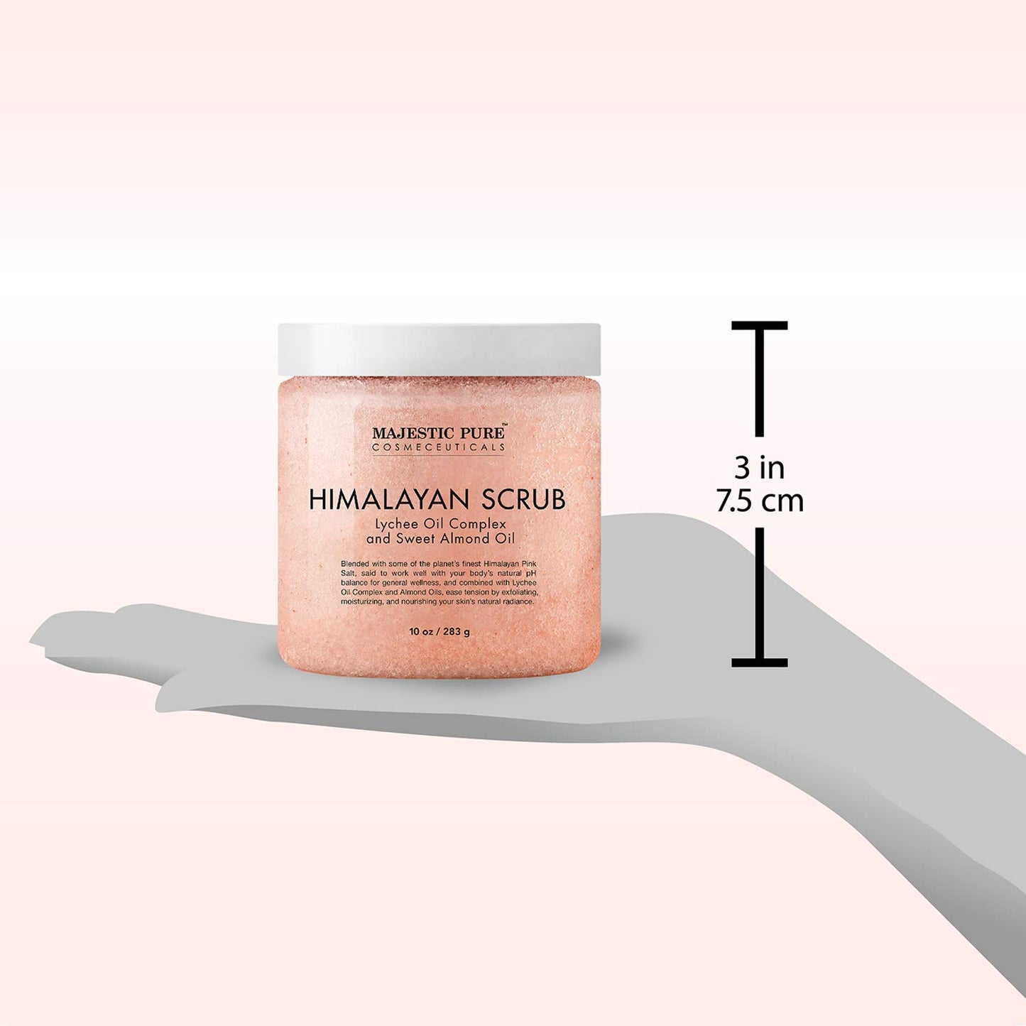 MAJESTIC PURE Himalayan Salt Body Scrub with Lychee Oil, Exfoliating Salt Scrub to Exfoliate & Moisturize Skin, Deep Cleansing - 10 oz