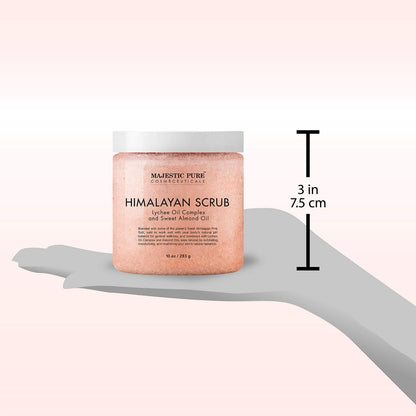 Majestic Pure Himalayan Salt Body Scrub, Lychee Oil Exfoliant, 10 Oz