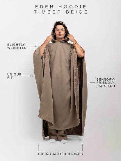 FREE THE SHEEP Eden Hoodie – Oversized Weighted Hoodie Cloak with Ultra-Soft Faux Fur Liner