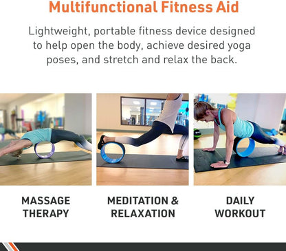 Body Sport Yoga Wheel, 5 in. x 12.6 in. – Yoga Fitness Equipment – Cushioned Back Roller and Stretcher – Companion Accessory for Stretching and Flexibility – Yoga Pose Support Aid