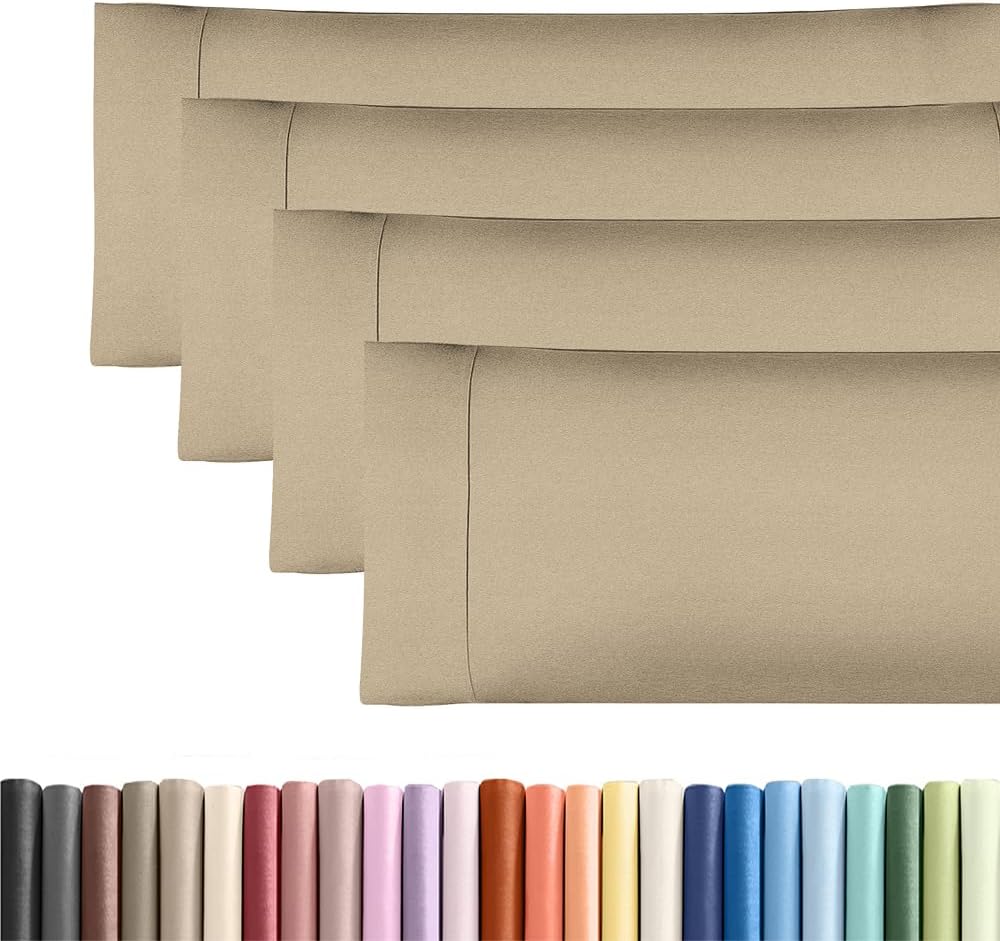 Standard Pillow Cases Set of 10 - Ultra Soft Hotel Quality Pillowcase Covers - Comfy, Cozy & Wrinkle Free - Shrink, Stain and Fade Resistant - Machine Washable Pillow Protectors - 10 Pcs Set - White - Colors A