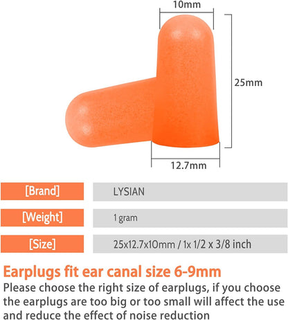 LYSIAN Ultra Soft Foam Earplugs for Sleeping, 38dB SNR Noise Reduction Ear Plugs for Snoring, Shooting, Study, Work and Travel, 60 Pairs, Purple