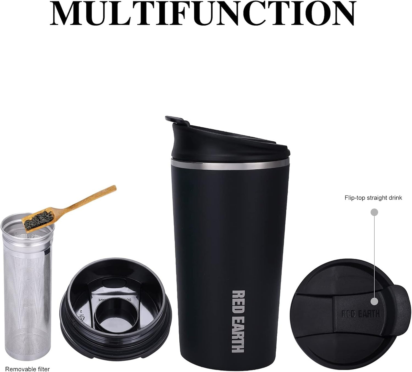 GiNT 17oz Travel Tea Mug with Infuser, 2 Lids. Vacuum Insulated 316 Stainless Steel Coffee Mug. Dishwasher Safe Tea Cup with Strainer for Hot & Cold Brew Coffee. Mothers Day Gifts for Mom (Green)