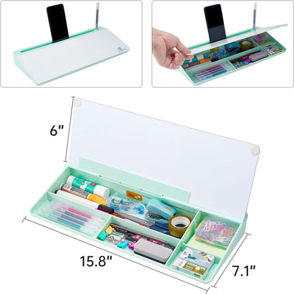 TSJ OFFICE Whiteboard Weekly Dry-Erase-Board - Desktop White Board Calendar Desk Organizers with Accessories Computer Keyboard Stand with Drawer, for Office, Home, School Supplies - White Calendar