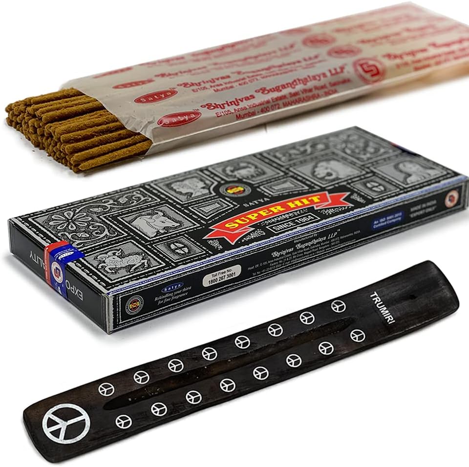 TRUMIRI Incense Stick Holder Bundle with Satya Sai Baba Nagchampa 250g Bulk Incense Sticks Nag Champa Agarbatti - Pack of 1 (Approx 250 Insence-Sticks)