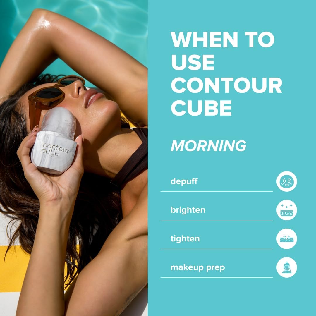Contour Cube Original - Ice Roller for Sculpting & De-Puffing - Face Ice Roller & Massager with BPA-Free Silicone - Ice Mold for Face - Skin Care Tools for Daily Skincare (180ml) - Marble