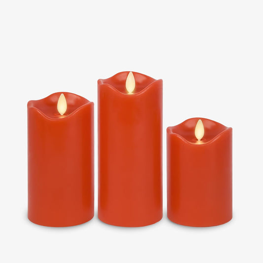 Matchless Candle Co. by Luminara Set of 3 Flameless LED Pillar Candles, Real Wax, Moving Flame (3x4.5, 3x5.5, 3x6.5 Inch, Unscented)