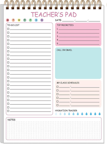 Teacher Notepad - A4 Teacher To Do List Notepad, Spiral Checklist Notebook Organizer for Teachers Notes Task Appointment, Teacher Appreciation Gifts, 8'' x 11'', Green