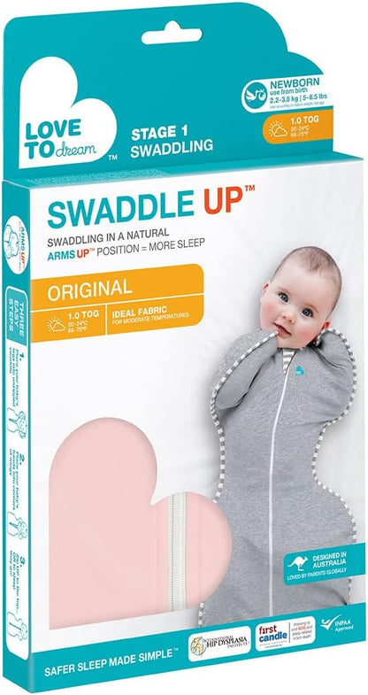 Love to Dream Swaddle UP, Baby Sleep Sack, Self-Soothing Swaddles for Newborns, Get Longer Sleep, Secure Fit Helps Calm Startle Reflex, New Born Essentials for Baby, 1.0 TOG, 13-19 lbs, Deep Olive