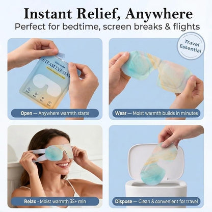 FACEMOON 30 Pack Self-Heating Steam Eye Masks for Dry Eyes: Moist Heat Warm Compress for Stye Fast Relief & Digital Eye Strain, Disposable Heated Eye Mask, No Microwave Needed, Unscented Travel Ready
