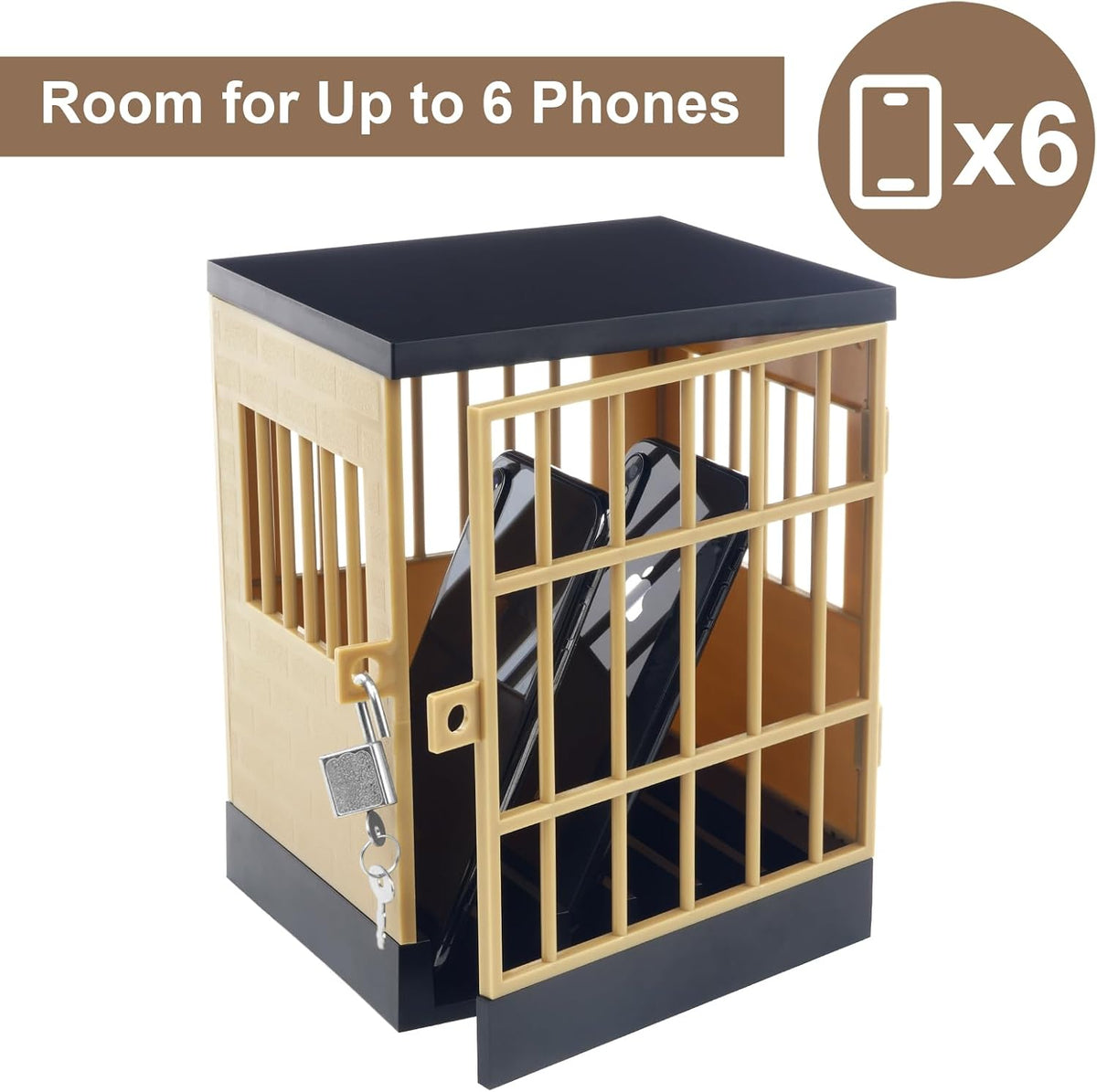 Gemaxvoled Cell Phone Jail Lock Box, Mobile Phones Prison Lockable Cage for Classroom Family Time Party