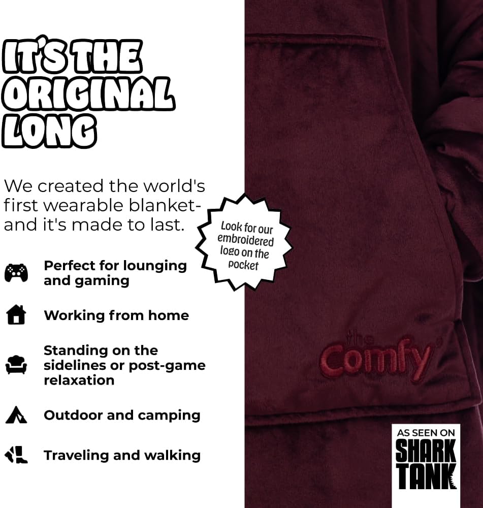 THE COMFY Original | From Shark Tank | Patented | Oversized Sherpa Wearable Blanket Hoodie| Gift for Women & Men | One Size