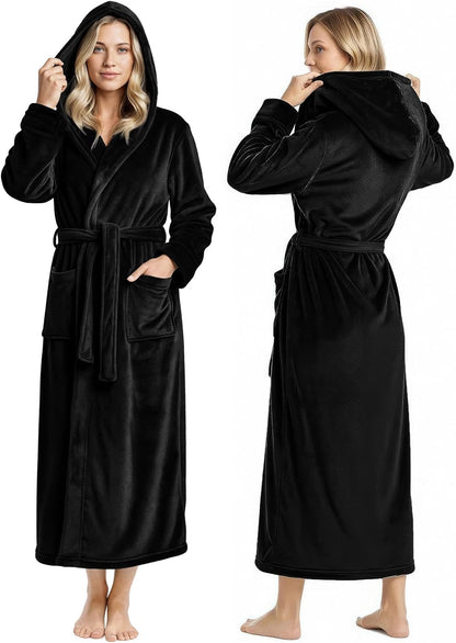 Premium Ultra Soft Robes for Women with Hood Plush Fleece Long Bathrobe