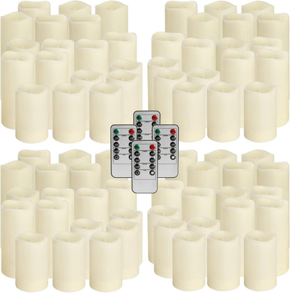 YOROXRG Set of 24 Waterproof Outdoor Flameless Candles, LED Candles with 4 Remote and Timer,(H 4" 5" 6" x D 2.2"),for Halloween Wedding Festiv