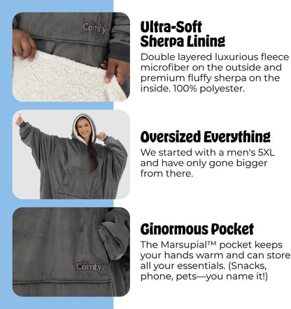 THE COMFY Original | From Shark Tank | Patented | Oversized Sherpa Wearable Blanket Hoodie| Gift for Women & Men | One Size